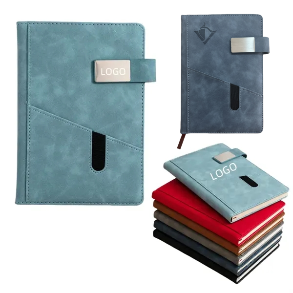 Leather Journal Notebook with Pocket and Magnetic Buckle