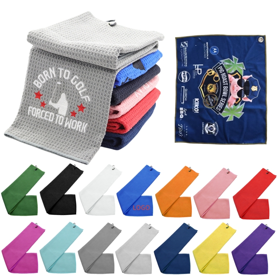 Microfiber Waffle Sports Towel with Carabiner