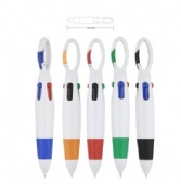 Four colors Ballpoint Pen With Carabiner