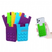 Silicone push pop phone wallet mobile card holder